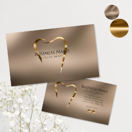 Beige & gouden tandarts Visitekaartje