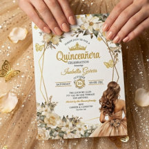 Beige Gouden Tiara Bloem Vlinder Quinceañera 