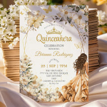 Beige Gouden Tiara Bloem Vlinder Quinceañera 