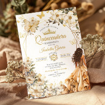 Beige Gouden Tiara Bloem Vlinders Quinceañera