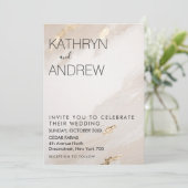 Beige Gouden Vintage Trouw Uitnodiging (Staand voorkant)