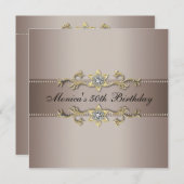 Beige Gouden Vrouw 50ste Verjaardagsfeest Kaart (Voorkant / Achterkant)