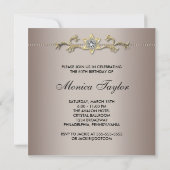 Beige Gouden Vrouw 50ste Verjaardagsfeest Kaart (Achterkant)