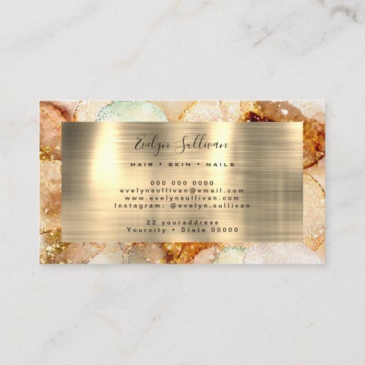 beige goudglitter waterverf visitekaartje (Achterkant)