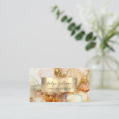 beige goudglitter waterverf visitekaartje (Staand voorkant)