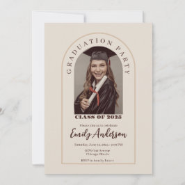 Beige graduation card with photo kaart