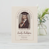 Beige graduation card with photo kaart (Staand voorkant)
