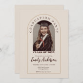 Beige graduation card with photo kaart (Voorkant / Achterkant)