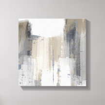 Beige Gray Blue Modern Minimalist Abstract Canvas
