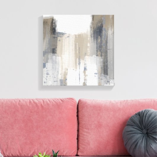 Beige Gray Blue Modern Minimalist Abstract Canvas (Insitu (Woonkamer))
