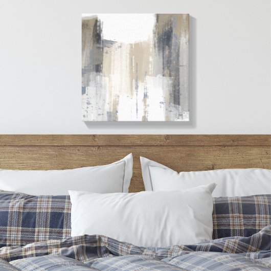 Beige Gray Blue Modern Minimalist Abstract Canvas (Insitu (Slaapkamer))