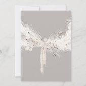 Beige Gray Floral White Pearls Wedding Invitation Kaart (Achterkant)