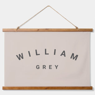Beige/Gray Minimalist Name Nursery Decor Hangend Wandkleed