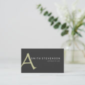 Beige Gray Monogram Attorney Visitekaartje (Staand voorkant)