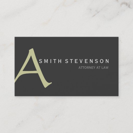 Beige Gray Monogram Attorney Visitekaartje (Voorkant)