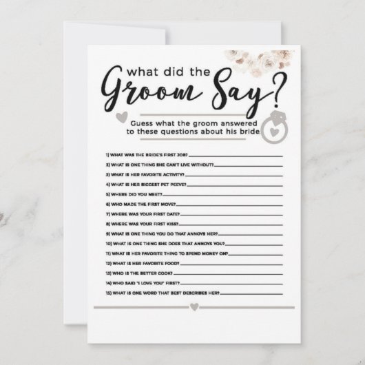 Beige Gray White Floral Pearl Vrijgezellenfeest Ga Kaart (Voorkant)