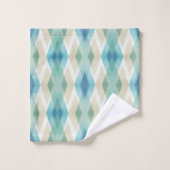 Beige Green Blue White - Blauwgroen roestbuspatroo Bad Handdoek (Wasdoekje)