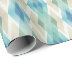 Beige Green Blue White - Blauwgroen roestbuspatroo Cadeaupapier