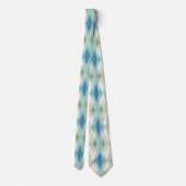 Beige Green Blue White - Blauwgroen roestbuspatroo Stropdas (Achterkant)