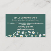 Beige Green Daisy Flowers Visitekaartje (Achterkant)