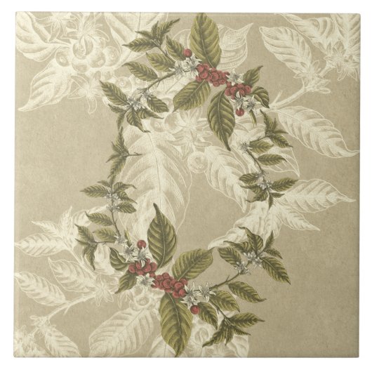  Beige Green Gold Floral Tegeltje (Voorkant)