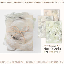 Beige Green Gray Abstract  Collage  Inpakpapier Vel