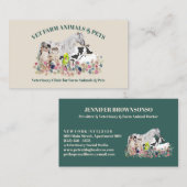 Beige Green Horse Koe Sheep Dog Kat Farm Animals Visitekaartje (Voorkant / Achterkant)