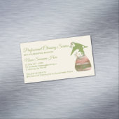 Beige Green Maid Spray Flower Cleaning Magnetisch Visitekaartje (Voorbeeld)
