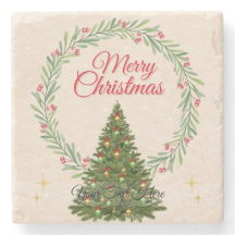 Beige & Green Minimalist Elegant Merry Christmas