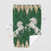 Beige Green White Horse Golf Towel Golfhanddoek (Insitu)