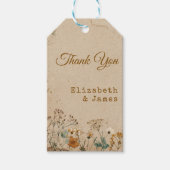 Beige grens rustieke Boho Wildflower bruiloft Cadeaulabel (Voorkant)