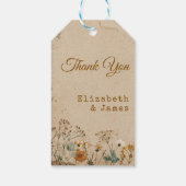 Beige grens rustieke Boho Wildflower bruiloft Cadeaulabel (Achterkant)