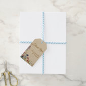 Beige grens rustieke Boho Wildflower bruiloft Cadeaulabel (Met Touw)