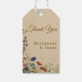 Beige grens rustieke Boho Wildflower bruiloft Cadeaulabel (Achterkant)