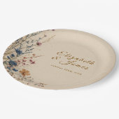 Beige grens rustieke Boho Wildflower bruiloft Papieren Bordje (Gekanteld)