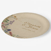 Beige grens rustieke Boho Wildflower bruiloft Papieren Bordje (Gekanteld)
