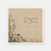 Beige grens rustieke Boho Wildflower bruiloft Servet (Voorkant)