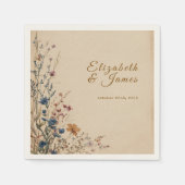 Beige grens rustieke Boho Wildflower bruiloft Servet (Voorkant)