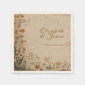 Beige grens rustieke Boho Wildflower bruiloft Servet (Voorkant)
