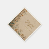 Beige grens rustieke Boho Wildflower bruiloft Servet (Hoek)