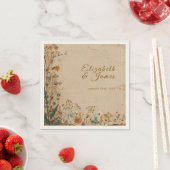 Beige grens rustieke Boho Wildflower bruiloft Servet (Insitu)