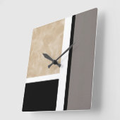 Beige Grey Black en White Modern Vierkante Klok (Hoek)