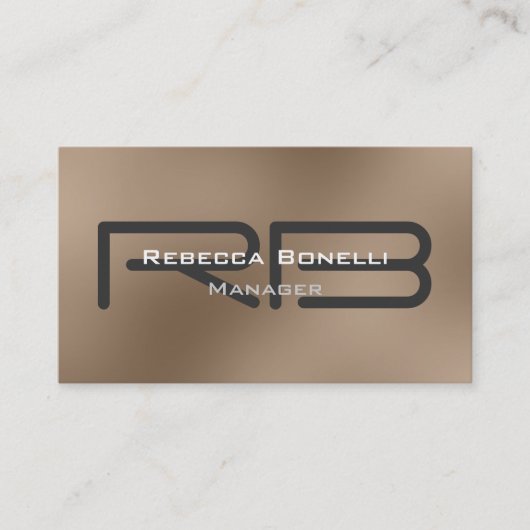 Beige Grey Monogram Manager Visitekaartje (Voorkant)