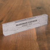 Beige-Grey Snakeskin Print Desk Name Bord Naambordje (Zijkant)