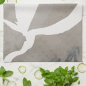 Beige Grey & White Abstracte Waterverf Theedoek (Gevouwen)