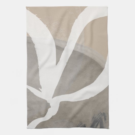 Beige Grey & White Abstracte Waterverf Theedoek (Verticaal)