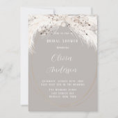 Beige Grey White Floral Feathers Vrijgezellenfeest Kaart (Voorkant)