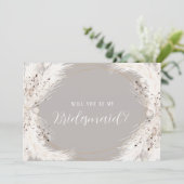 Beige Grey White Floral zal je zijn mijn Bridesmai Kaart (Staand voorkant)