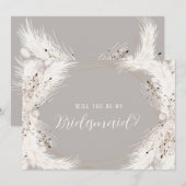 Beige Grey White Floral zal je zijn mijn Bridesmai Kaart (Voorkant / Achterkant)