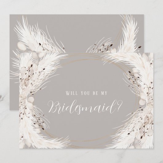 Beige Grey White Floral zal je zijn mijn Bridesmai Kaart (Voorkant / Achterkant)